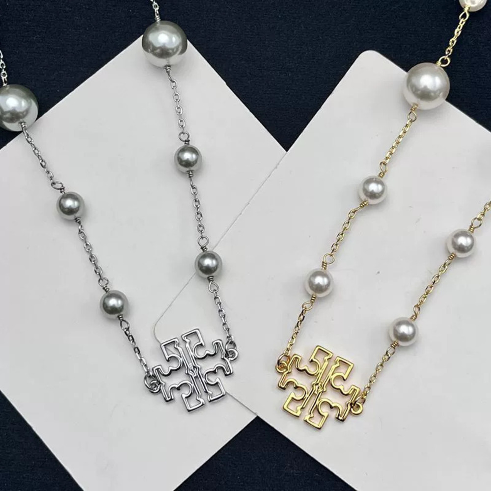 Tory Burch Fengshuang Mixed Size Pearl Letter Star Long Chain